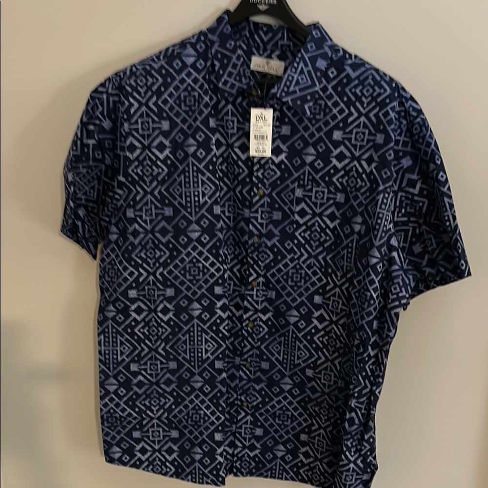 NWT Oak Hill Button down Men's Blue Geometric Shirt
